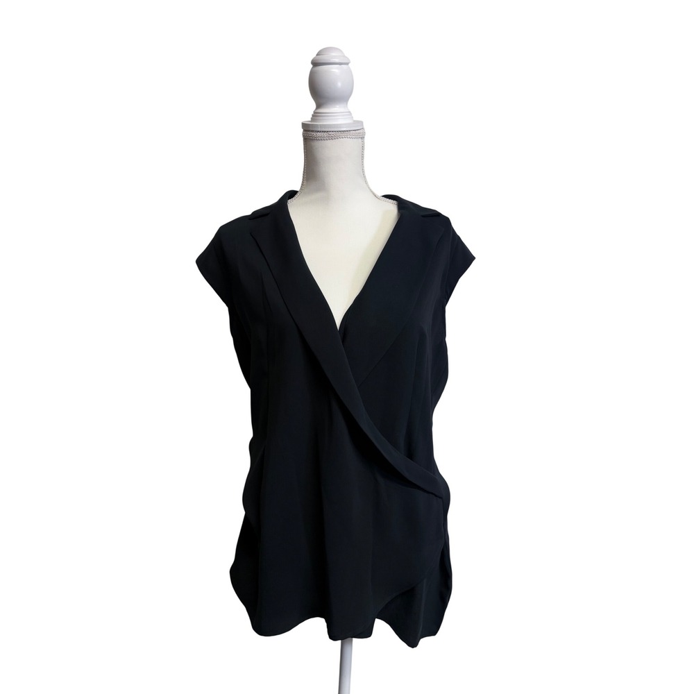 CAbi Women's Black Origami Wrap Blouse Size Medium